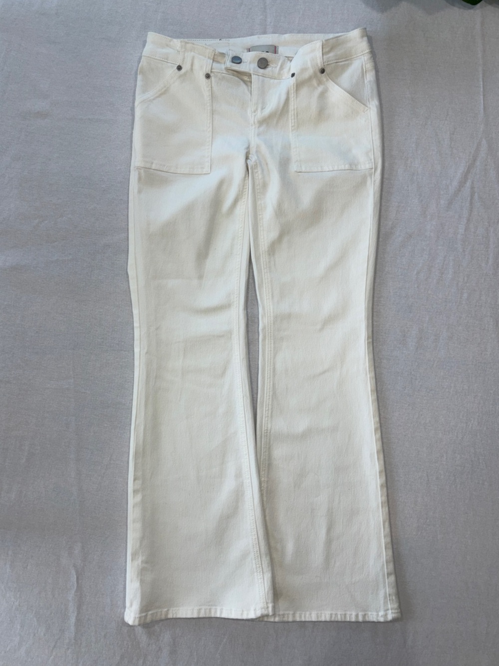 BDG White Flare Jeans with Front Patch Pockets